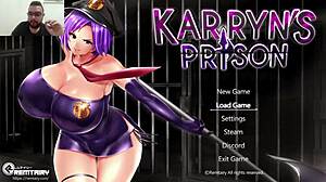 karryn masturbates with big tits in prison hentai
