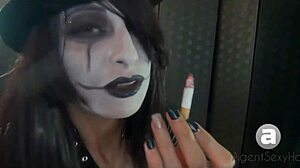 Goth Girl Smoking in Fetish Styles