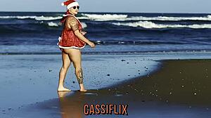 watch mommy noel give pussy on beach to follower