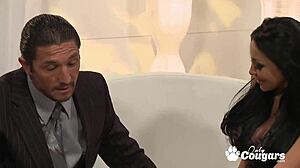 Audrey Bitoni bends over for doggystyle, her big tits fucked and jizzed on