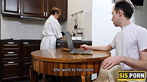 Blonde shows sucking skills, then gets drilled by stepbro