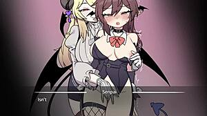 corporate succubus uses toys and bondage on lesbian partner