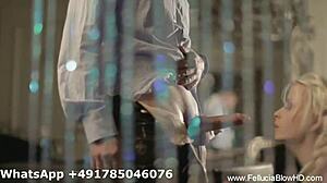 German blonde gives a blowjob