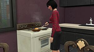 Japanese stepmom says, 'I caught you masturbating, stepson,' then gets horny and fucks him hard