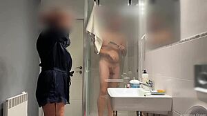 i caught my husband jerking on my stepmom in bathroom and joined them family use voyeur