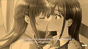 secret kiss feels sweet and tender in this anime hentai game episode