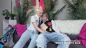 Femdom handjob leads to a taboo threesome in homemade porn video