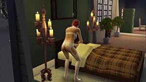 A beautiful redhead in a solo scene in the Sims 4 game