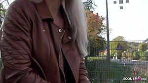 Skinny blonde gets picked up for hardcore German sex fiesta