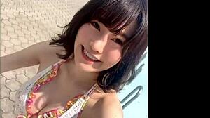 japanese sexy dance with big boobs at pool