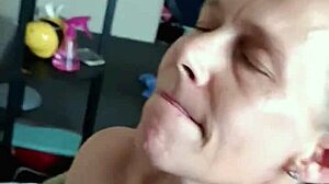 Milf Shares Spit And Cum On Her Tits