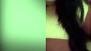 Latina waits for cum on face.