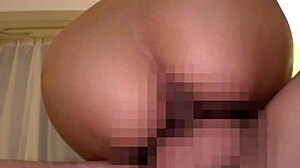 japanese babe with natural tits bent over for cumshot in homemade hardcore