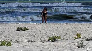 Public beach sex with big tits and ass worship