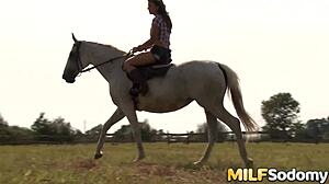 Lusty Milf Rides Anal On Ranch