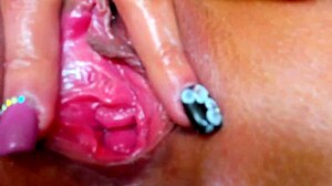 Squirt from Open Shaved Pussy in POV Fucking Scene