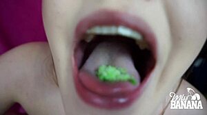 Swedish babe gives pov blowjob with cum on face and monster cock