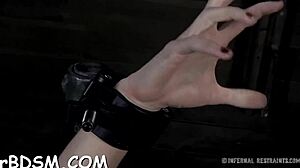 Bounded Beauty Leaks Wet Pussy During Blowjob!