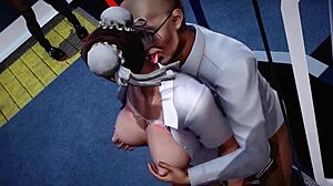 3D animated Asian schoolgirl gets fucked by big cock