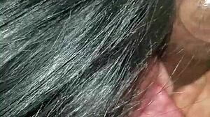 Italian beauty gives interracial blowjob to big black cock in European scene