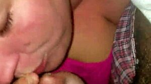 Italian beauty gives interracial blowjob to big black cock in European scene