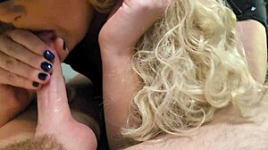 blonde wife starts with slow blowjob then takes it in ass