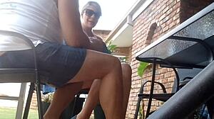 stepmom upskirt as i dildo fuck her shaved tight pussy