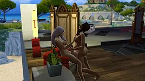 Sims 4 porn video with Seraphina and her neighbor