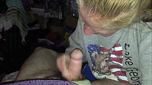 Blonde Lass Blowing Cock and Swallowing Cum