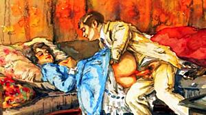 Vintage erotic drawings with sensual cartoon style