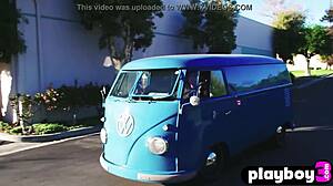 alexandra tyler poses outdoor, exposing her perfect brunette boobs