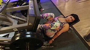 No panties at the gym—watch me bend over with raging desire!