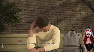 Asian beauty in fishnets and corset in outdoor game