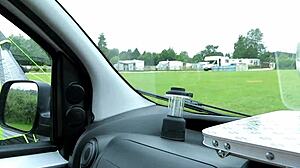 Excited Housewife Enjoys Intense Public Car Sex at Camping Site