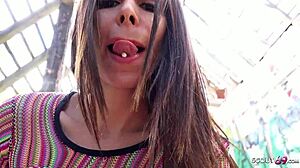 Rough, risky public anal sex with sexy Jessy Jey in German lost place.