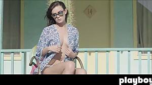 alexandra tyler poses outdoor, exposing her perfect brunette boobs