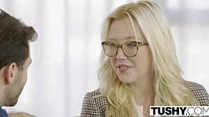 Tushy first anal experience for blonde babe Samantha Rone