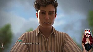 Asian beauty in fishnets and corset in outdoor game