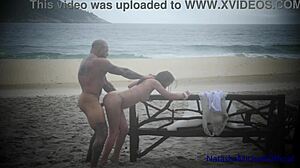 public beach banging with real amateur couple