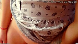 hot milf pulls up pantyhose dripping with cum, but is it her neighbor's creampie?