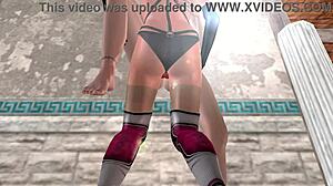 3d lesbian anal and pussy fucking against wall