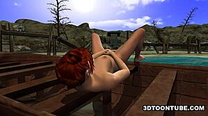 Foxy 3D Lesbian Babe Feels Intense Oral Pleasure on the Boat.