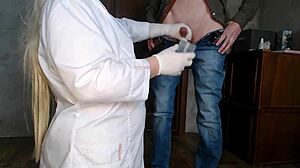 Kneeling Milf Nurse Takes Cum Analysis