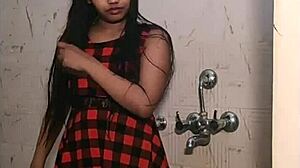 Indian Teen 18+ Strips in Bathroom, Showing Naked Booty and Wet Pussy!