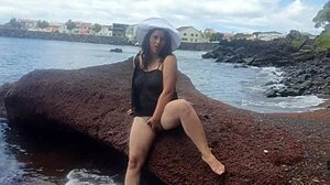 My seductive stepmom on a public beach