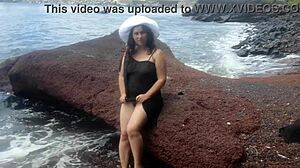 My seductive stepmom on a public beach