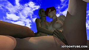 Foxy 3D Lesbian Babe Feels Intense Oral Pleasure on the Boat.