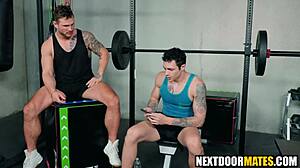 gay hunks blowjob in gym