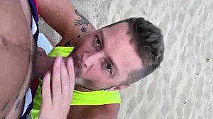 Public gay beach blowjob scene