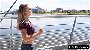 18Yo Flashes Big Tits On The Bridge